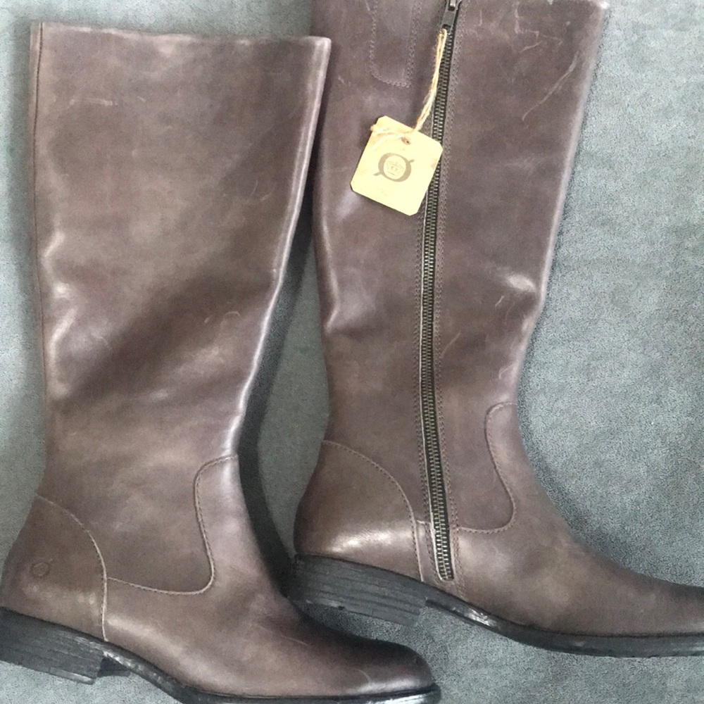Born north gray full grain leather tall boots